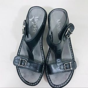 Alegria metallic dark gray wedge sandals 6 - 6.5